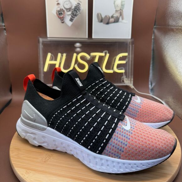 Nike React Phantom Run Flyknit 2 Black Team Orange Men's 10.5 - Picture 1 of 10